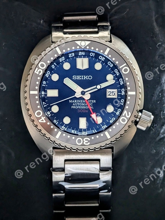 Seiko Other - Full Titanium Seiko GMT Turtle Automatic 300m Blue Diver Mod Watch Sapphire AR